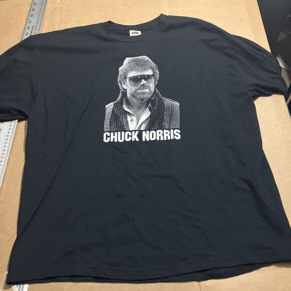 Chuck Norris Black T-Shirt‎ Men's XXL, Vintage Graphic Tee, Long Sleeve Shirt - Picture 1 of 10